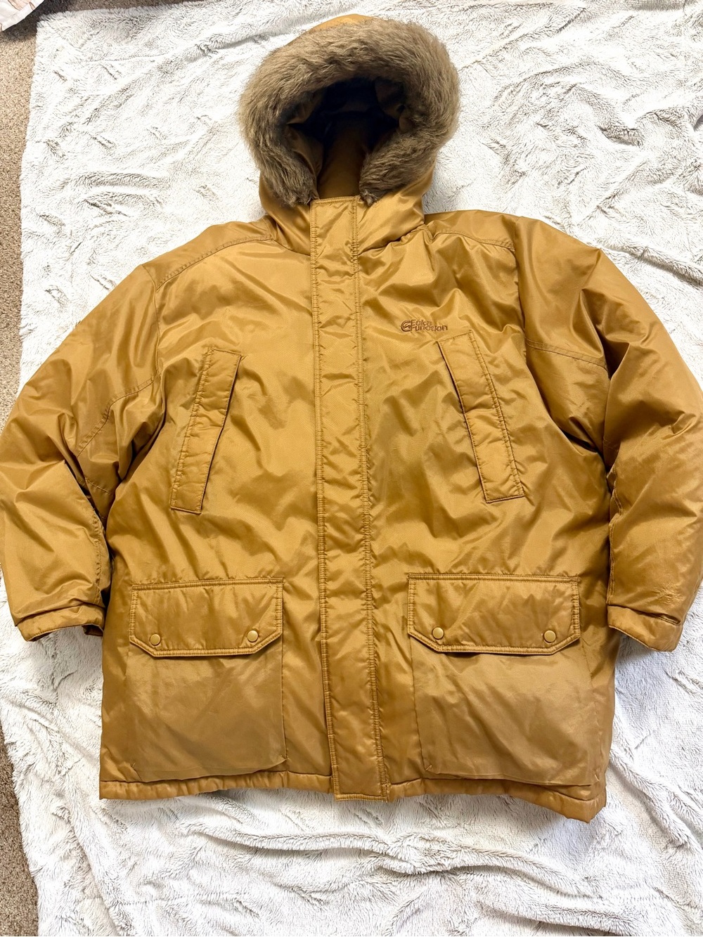 Vintage Ecko Function Down Parka Jacket Men 3XL y2K Heavy Puffer Faux Fur Hood